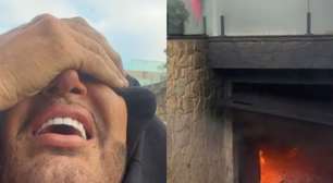 'Era para estarmos mortos': pai de MC Gui se desespera com incêndio em casa; valiosos itens da família escapam do fogo. Vídeo