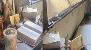 Emocionado, pai de MC Gui mostra bíblia e 'cantinho da fé' intactos após incêndio destruir casa em SP