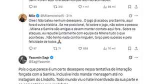 BBB26: Irmãs de Samira e Milena entram em conflito nas redes: 'Todo mundo viu o hate'