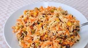 Salpicão de frango fit sem usar maionese, que fica cremoso, delicioso e muito saudável