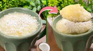 Bolo de caneca sem glúten: uma opção rápida, prática e deliciosa de coco, feita no micro-ondas