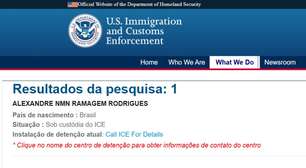 Nome de Ramagem já consta no site do ICE como 'sob custódia'