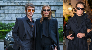 Casais estilosos! Sasha Meneghel e João Lucas investem em alfaiataria elegante, e Isadora Cruz aposta em look dark e texturizado com o namorado no Rio Fashion Week