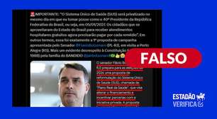 Flávio Bolsonaro não disse que irá privatizar o SUS se for eleito
