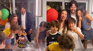 Caçula de Rebeca Abravanel e Pato apaga as velinhas do primo e viraliza nas redes