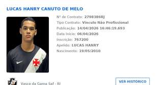 Vasco contrata jogador de 16 anos tratado como promessa no Sport