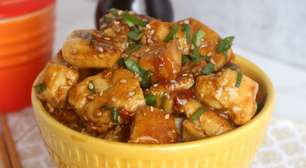 Frango com molho de laranja, que fica divino e vai deixar todo mundo com água na boca