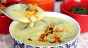 Creme de mandioquinha com couve, uma opção de sopa nutritiva e muito saborosa
