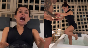 Juliette experimenta banheira de gelo e diverte o noivo: 'Me tira daqui'