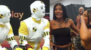Ex-BBBs Marciele e Gabi reencontram Dummy 'gigante' sem fantasia e ficam encantadas: 'Grandão'