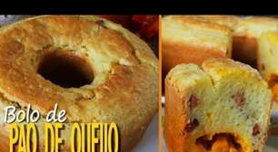 Bolo pão de queijo recheado com bacon e cheddar, que derrete na boca e fica incrível