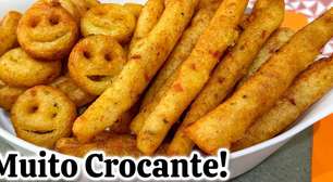 Batata frita, um acompanhamento que fica sequinho, crocante e delicioso, feito de um jeito diferente