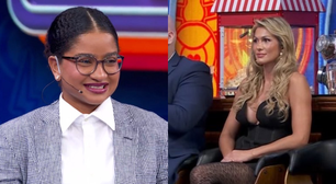 Lívia Andrade explica cara fechada para Milena no Domingão: 'Não sou obrigada a sorrir'