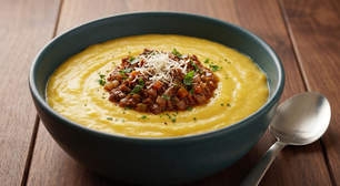 Sopa de fubá com carne moída é o melhor jantar para as noites frias, sempre que faço não sobra nada na panela!