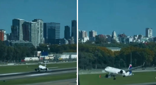 Avião que saiu de Guarulhos arremete após enfrentar fortes ventos na pista do aeroporto de Buenos Aires