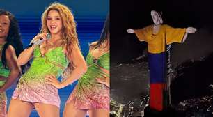 Cristo Redentor é iluminado com cores da Colômbia durante show de Shakira