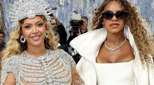 Após ausência de 10 anos, Beyoncé leva filha Blue Ivy, de 14 anos, ao Met Gala, com look inspirado em esqueleto. Semelhança é impressionante.