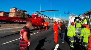 Helicóptero faz pouso de emergência para resgatar vítima grave de acidente na Linha Amarela, no Rio