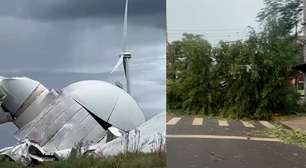 Turbina de parque eólico cai durante vendaval na fronteira entre Brasil e Uruguai