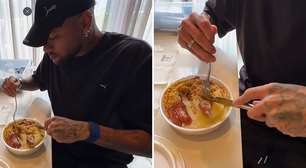 Neymar almoça marmitex em meio a crise no Santos: 'Gente como a gente'