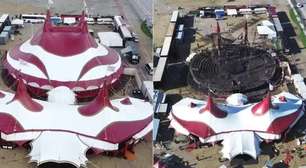 Imagens impressionam: circo de Tirullipa é atingido por incêndio; veja