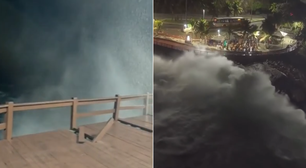 Ressaca com ondas de 3 metros danifica píer do Mirante do Leblon no Rio