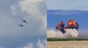Vídeo mostra o momento em que caças da Força Aérea dos EUA colidem durante show de acrobacias aéreas