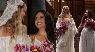 Vestidas de noivas, Marcela Mc Gowan e Luiza Martins entram juntas em casamento com temática mística. Veja fotos!