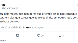 'Cheia de defeitos': Yasmin Santos admite que não superou término