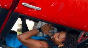 Sheron Menezzes se contorce em gravação de cena de acidente de carro com Lucy Ramos para nova novela das 7 da Globo, 'Por Você'. Fotos!