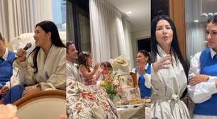 Bolo de 3 andares, sobremesa de bota e cantoria com Simaria: Simone Mendes comemora 42 anos com festa intimista em mansão e cai no choro após declaração da irmã. Fotos!