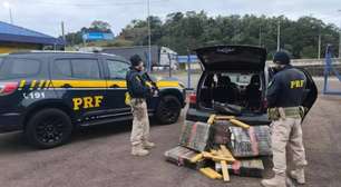 Traseira baixa de automóvel chama atenção da PRF e entrega 149 kg de maconha na BR-101