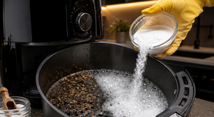 Pare de destruir a sua air fryer: o risco da esponja e o segredo do percarbonato que salva o seu eletrodoméstico
