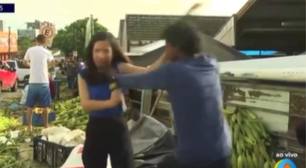 Jornalista de afiliada da Band é agredida durante reportagem ao vivo