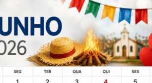 Junho de 2026 terá feriados, Corpus Christi, São João e Dia dos Namorados; veja as datas
