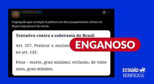 Pena de morte por traição à pátria só existe em contexto de guerra declarada no Brasil