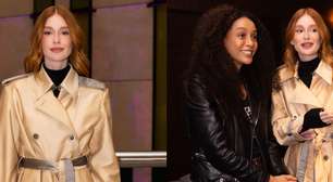 Gola alta, botas longas e trench coat champagne acetinado: Marina Ruy Barbosa prova como elevar o look de Inverno com tons neutros; fotos!