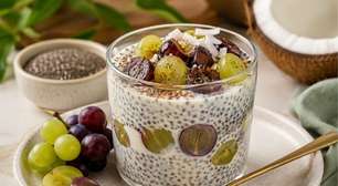 Pudim de chia com leite de coco e uvas: a sobremesa saudável que conquista pelo sabor