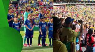 Torcida brasileira em Cleveland mantém o coro do Hino Nacional após banda parar de tocar