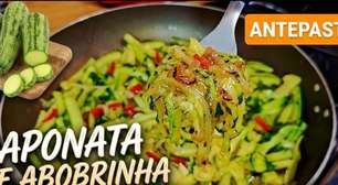 Antepasto de abobrinha bem temperado, para servir com torradinhas na sua entrada e arrasar