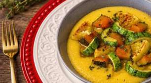 Polenta cremosa com legumes assados e laranja: sem carne