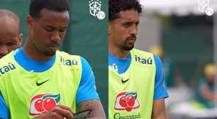 Jogadores da Seleção Brasileira usam munhequeira ao estilo NFL em treino
