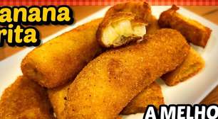 Banana frita perfeita, com uma casquinha dourada e muito saborosa, um acompanhamento incrível