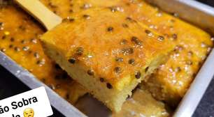 Bolo de maracujá fofinho com uma calda azedinha na medida certa que todos vão amar