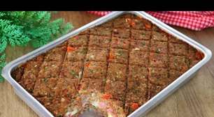 Kibe de forno delicioso e bem temperado com hortelã, que rende bastante e é muito saboroso