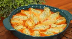 Conchiglione 5 queijos super cremoso com uma massa recheada maravilhosa e fácil de fazer