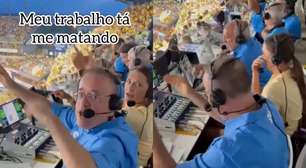 'Meu trabalho está me matando': narrador da Globo brinca ao mostrar rotina na Copa; assista