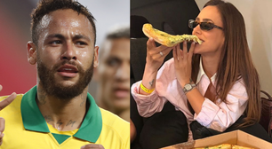 Desejo de grávida? Esposa de Neymar, Bruna Biancardi surge com fatia gigante de pizza e amiga entrega: 'Estava com vontade'