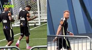 Neymar volta a treinar no gramado e brinca com a imprensa: 'Estão com saudades?'