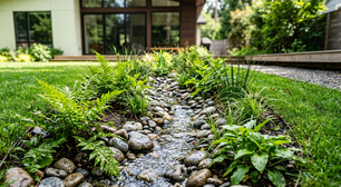 Não é jardim decorativo, nem canteiro improvisado: o jardim de chuva que engole a água do quintal e reduz poças sem transformar tudo em concreto